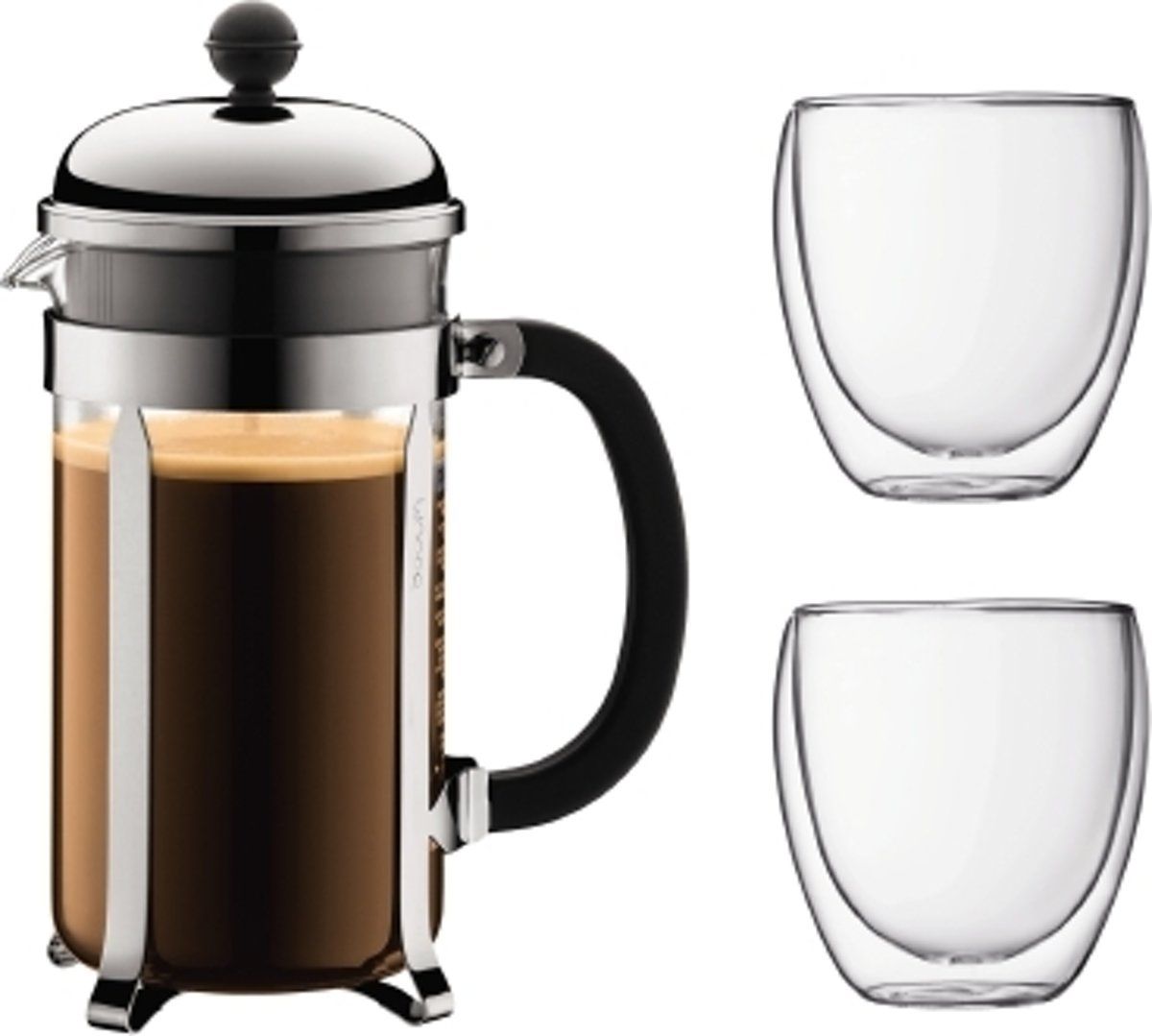 Bodum Chambord Cafetiere met Travelmug - 8 kops - 1.0 l - Zwart - 0699965199135