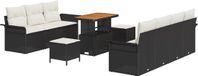 vidaXL Tuinbank Set 10-delig Zwart Polyrattan