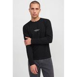 JACK & JONES PREMIUM regular fit longsleeve met print - zwart