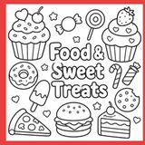 Food & sweet treats: Sweet Treats and Food Coloring Book for Kids, Yummy Donuts and Ice Cream Coloring Pages