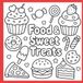 Food & sweet treats: Sweet Treats and Food Coloring Book for Kids, Yummy Donuts and Ice Cream Coloring Pages