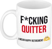 Bellatio Decorations Shoppartners Bv Fcking quitter mok / beker wit en zwart - VUT / pensioen - afscheidscadeau collega / werknemer