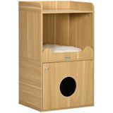 PawHut 3-laags kattenbak met kussen, 60x45x103 cm