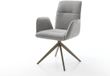DELIFE Chaise de salle à manger Vinja-Flex piètement croisé large finition tissu doux titane avec structure gris pivotant à 360° fonction bascule