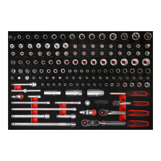 KS Tools KS Tools 1/4" + 3/8" dopsleutelset in schuimrubberen inleg, 142 st. Aantal:1