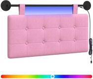vidaXL - Hangend hoofdbord met LED-verlichting - Roze - Stof
