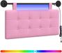 vidaXL - Hangend hoofdbord met LED-verlichting - Roze - Stof