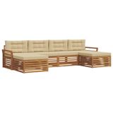 vidaXL - Buiten - bank - set - 6 - st - Natuurlijk - en - Beige - Massief - Acacia - Hout