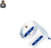 ALCAPOWER Ruimtebesparende Adapter 16A met 2 Bipasso 10/16A en 1 Schuko-aansluiting, Wit, Maximaal 1500W