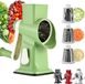 Sans marque Mandoline à fromage manuelle et trancheuse à légumes avec 3 tambours interchangeables en acier inoxydable pour fromage, légumes et fruits - Vert