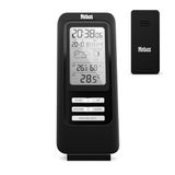 MEBUS Draadloos weerstation met buitensensor, thermometer/hygrometer, radioklok, feel-good indicator binnenklimaat, weersvoorspelling met symbolen, maankalender, wekker, kleur: zwart, model: 40687