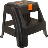 Koopman International Marchepied - gris/orange - 47 x 41,5 x 42 cm - avec compartiment de rangement verrouillable et poignée