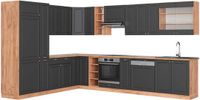 Vicco Hoekkeuken Fame-Line, Anthrazit-Gold Landhaus/Goudkleurig Eiken, 347 x 257 cm, WB Eik