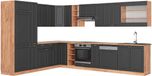 Vicco Hoekkeuken Fame-Line, Anthrazit-Gold Landhaus/Goudkleurig Eiken, 347 x 257 cm, WB Eik
