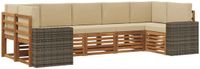 vidaXL - Hoek loungeset - 7 zitplekken - Polyester - Natuurlijk en beige