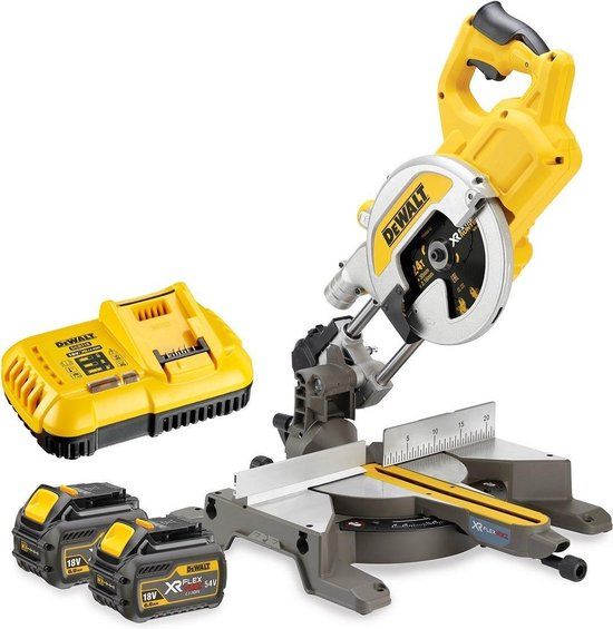 DeWALT DCS777T2 XR Flexvolt Afkortzaag 54V 6.0Ah Li-ion - Met trekfunctie - 216mm zaagblad - Incl. 2x Accu & Lader