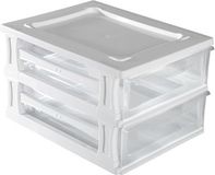 Hega Hogar Ladeblokje/bureau organizer 2x lade - wit/transparant - L26 x B35 x H20 cm - kunststof
