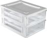 Hega Hogar Ladeblokje/bureau organizer 2x lade - wit/transparant - L26 x B35 x H20 cm - kunststof