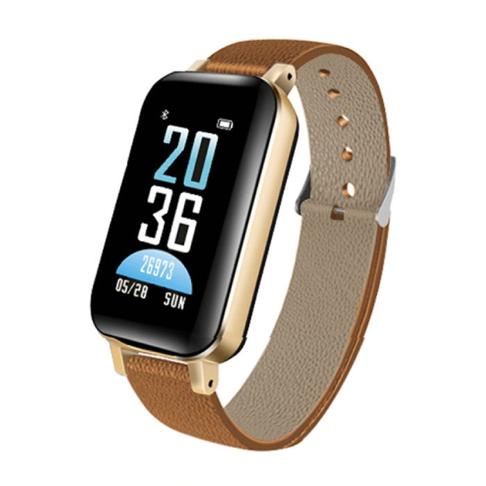Lemfo T89 Smartwatch Activity Tracker + TWS Wireless Earphones Draadloze Oortjes Fitness Sport iOS Android Bruin