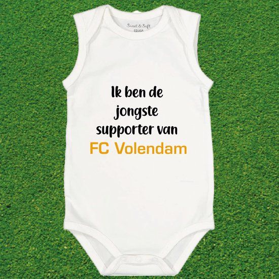 Wit mouwloos rompertje FC Volendam is mijn club maat 86/92