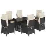 VidaXL 7-delige tuinset met kussens, polyrattan, bruin/crème