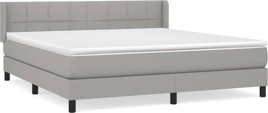 vidaXL Boxspring met matras stof lichtgrijs 180x200 cm