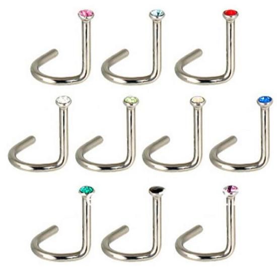 Fako Bijoux - Neuspiercing - Bocht Kristal - 10 Stuks