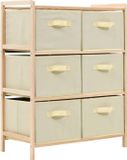 vidaXL Opbergmeubel met 6 stoffen manden cederhout beige