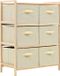 vidaXL Opbergmeubel met 6 stoffen manden cederhout beige