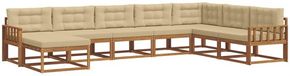 vidaXL Acacia Hout Buiten Bank Set 8-Persoons Natuurlijk en Beige Hoek Loungeset