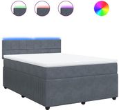 vidaXL Boxspring met matras fluweel donkergrijs 140x200 cm
