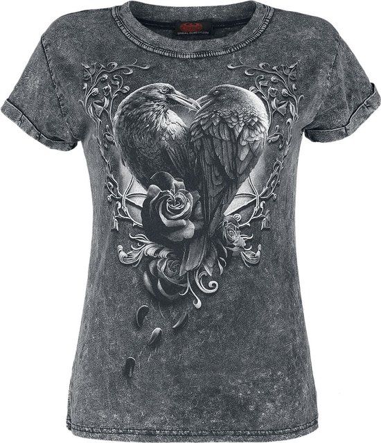 Spiral Raven Heart Dames T-shirt - grijs - XXL