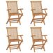 Chaises pliantes avec coussins gris, 4 pièces, bois de teck massif