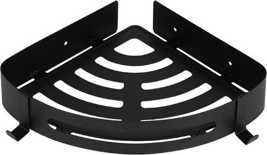 VDN Stainless Doucherek Zwart - Hoekmodel - RVS