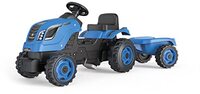 smoby - Tractor Farmer XL blauw + aanhanger - tractor met pedalen voor kinderen - zitting verstelbaar - stuur met claxon - kap openen - 710129