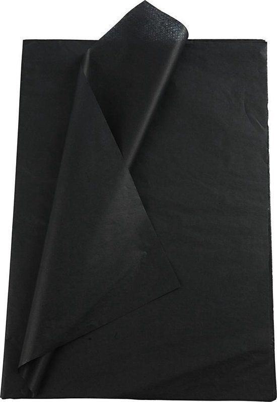 Creativ Company Tissuepapier - Zijdepapier - Crepepapier - Vloeipapier - Zwart - Verpakken - Decoreren - Knutselen - 50x70 cm - 14 gram - 25 vellen