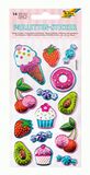 Folia 19703 - Pailletten Sticker III met zomerse motieven, metallic glinsterende kunststofstickers, 14 stuks