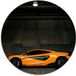 Merkloos / Sans marque Dibond Wandcirkel - Zijkant van Oranje Sportauto - 70x70cm Foto op Aluminium Wandcirkel (met ophangsysteem)