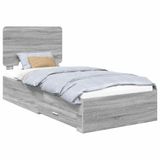 vidaXL Bedframe met lade Grijs Sonoma 75 x 190 cm Bewerkt hout
