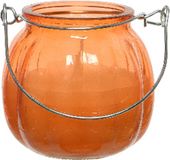 Decoris Citronella kaars - glas - oranje - 15 branduren - D8 x H8 cm