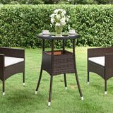 Prolenta Maison Exclusive - Tuintafel, diameter 60 cm, hoogte 75 cm, met een blad van gehard glas en een frame van polyrotan, kleur bruin