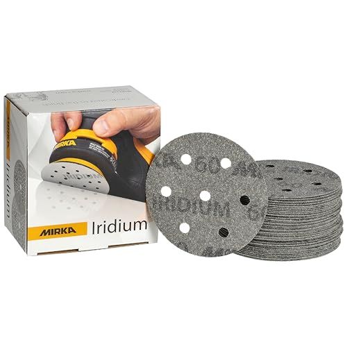Mirka Iridium Premium schuurpapier Ø 90mm Klittenband 7-gaats, korrel 60, 50 stuks
