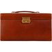 Time Resistance Leren Juwelenkistje Dames Juwelendoos met Spiegel en 2 lades Sleutelslot Fluwelen Voering Handgemaakt Italiaanse Volnerfleer, Cognacbruin
