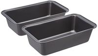 Amazon Basics Rechthoekige broodvorm, 2-pack, antiaanbaklaag, koolstofstaal, grijs, 27 x 15 x 7 cm