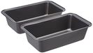 Amazon Basics Rechthoekige broodvorm, 2-pack, antiaanbaklaag, koolstofstaal, grijs, 27 x 15 x 7 cm