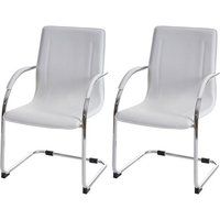 Set van 2 eetkamerstoelen Samara, vrijdragende keukenstoel fauteuil stoel, staal ~ wit