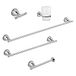 GEDY AVA chroom 5 stuks, tandenborstels, 35 cm, doeken 60 cm, toiletpapierhouder, kledinghaken voor badkamer, materiaal roestvrij staal, design R&S, 2 jaar garantie, uniek
