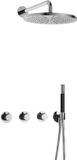 Hotbath Cobber - CB7067 - Ensemble de douche encastrée - Chrome - 2 robinets d'arrêt - Thermostatique - Bras mural 40 cm - Douche de tête 300 mm - Douchette à main