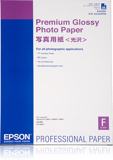 Epson Premium Glossy Photo Paper, DIN A2, 255g/m&#178;, 25 Vel
