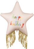 PartyDeco Folieballonster met franjes, Happy Birthday, 72x72 cm, Mix